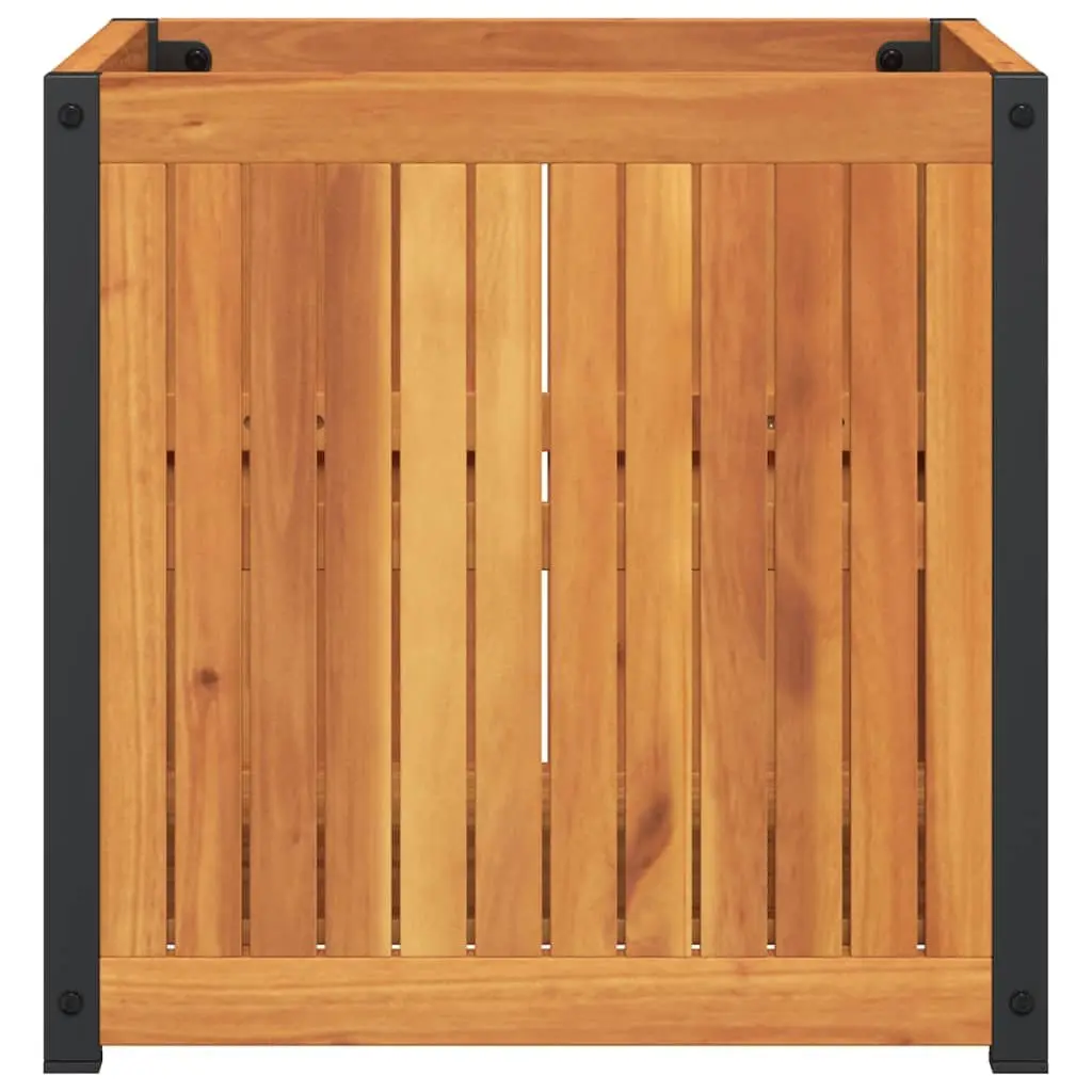 Garden Planter Box Solid Acacia Wood and Steel Frame 45x45x44 cm