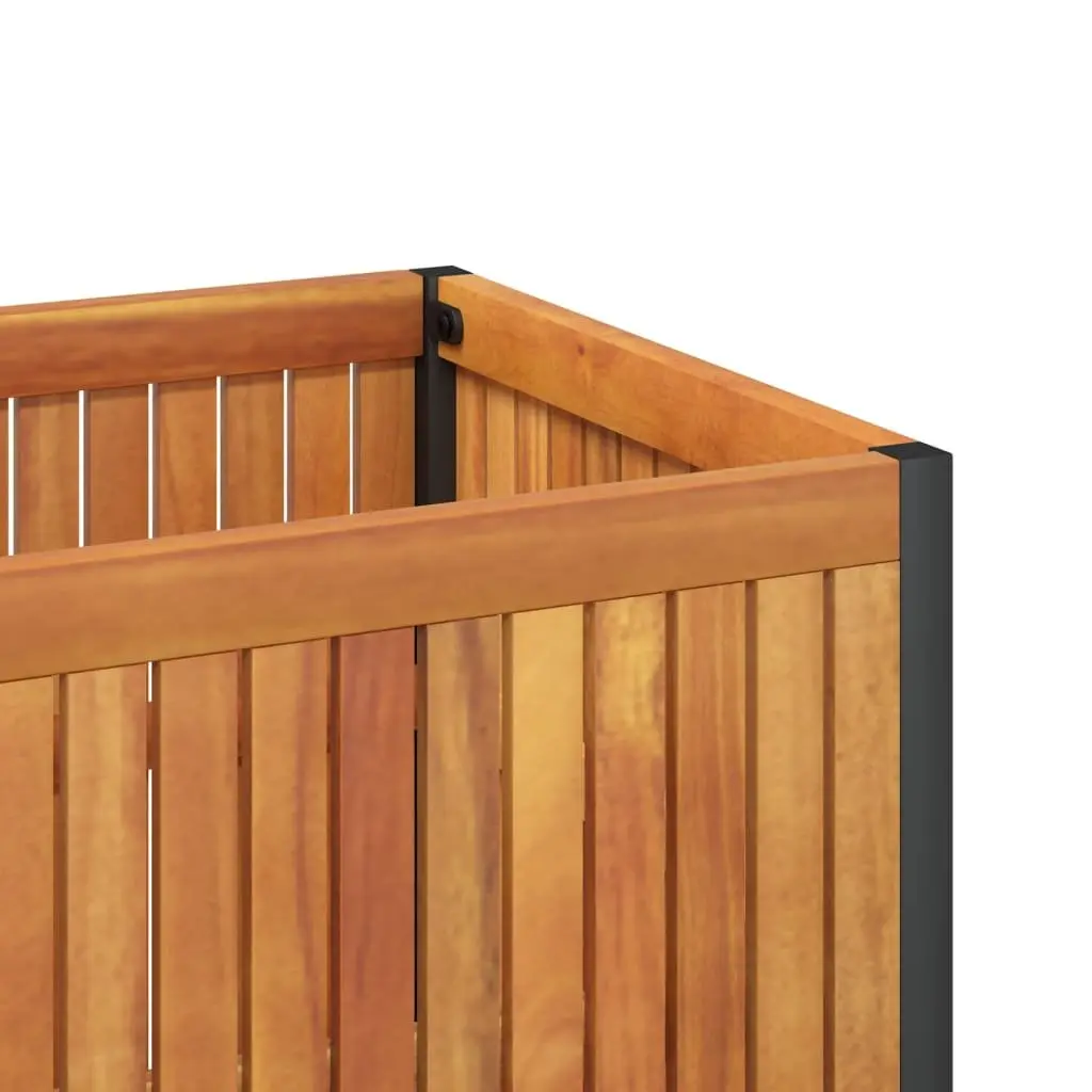 Garden Planter Box Solid Acacia Wood and Steel Frame 45x45x44 cm