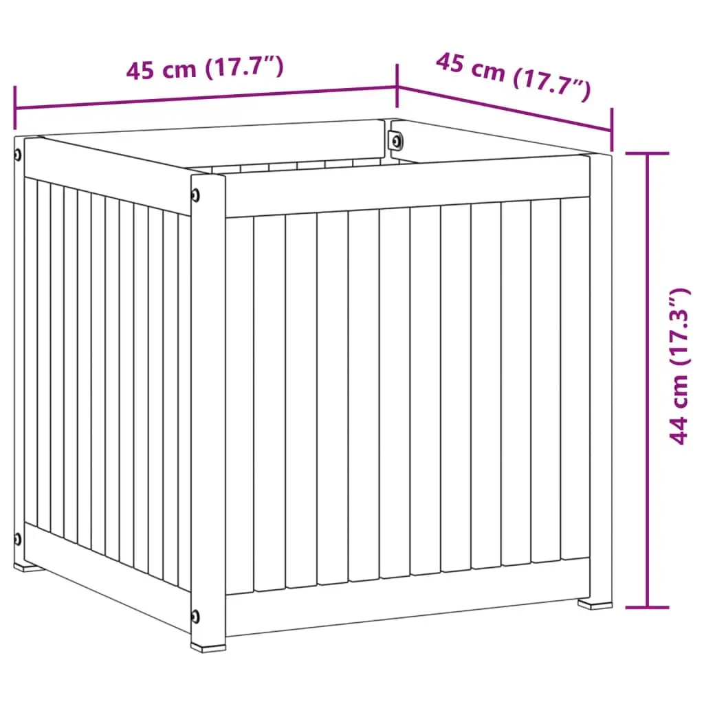 Garden Planter Box Solid Acacia Wood and Steel Frame 45x45x44 cm