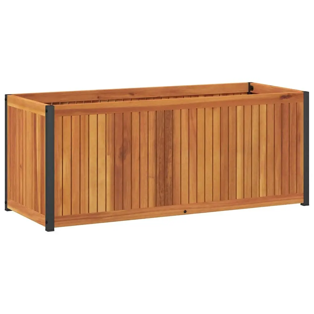 Garden Planter Box Wooden Acacia Steel Frame 110x45x44cm