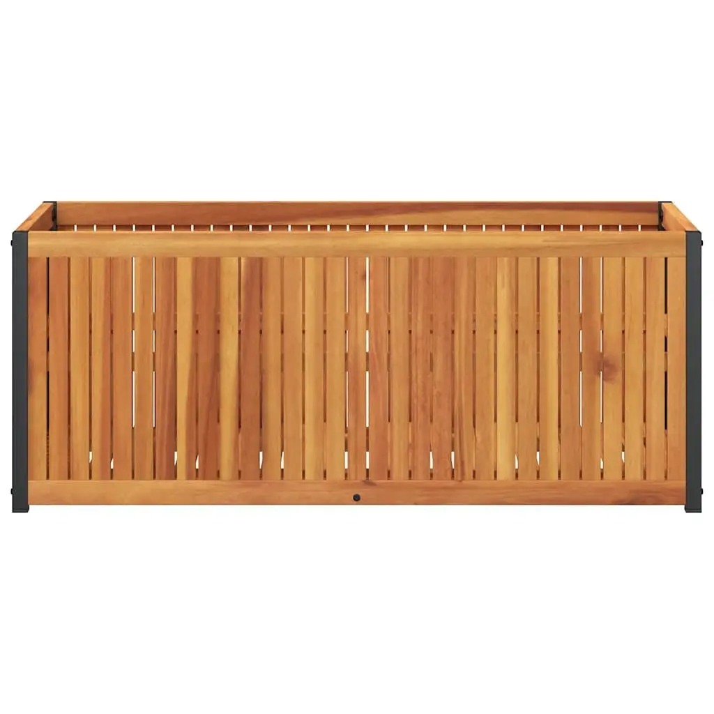 Garden Planter Box Wooden Acacia Steel Frame 110x45x44cm