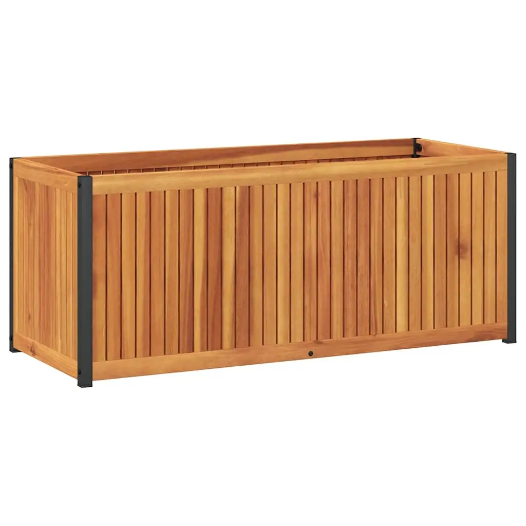 Garden Planter Box Wooden Acacia Steel Frame 110x45x44cm