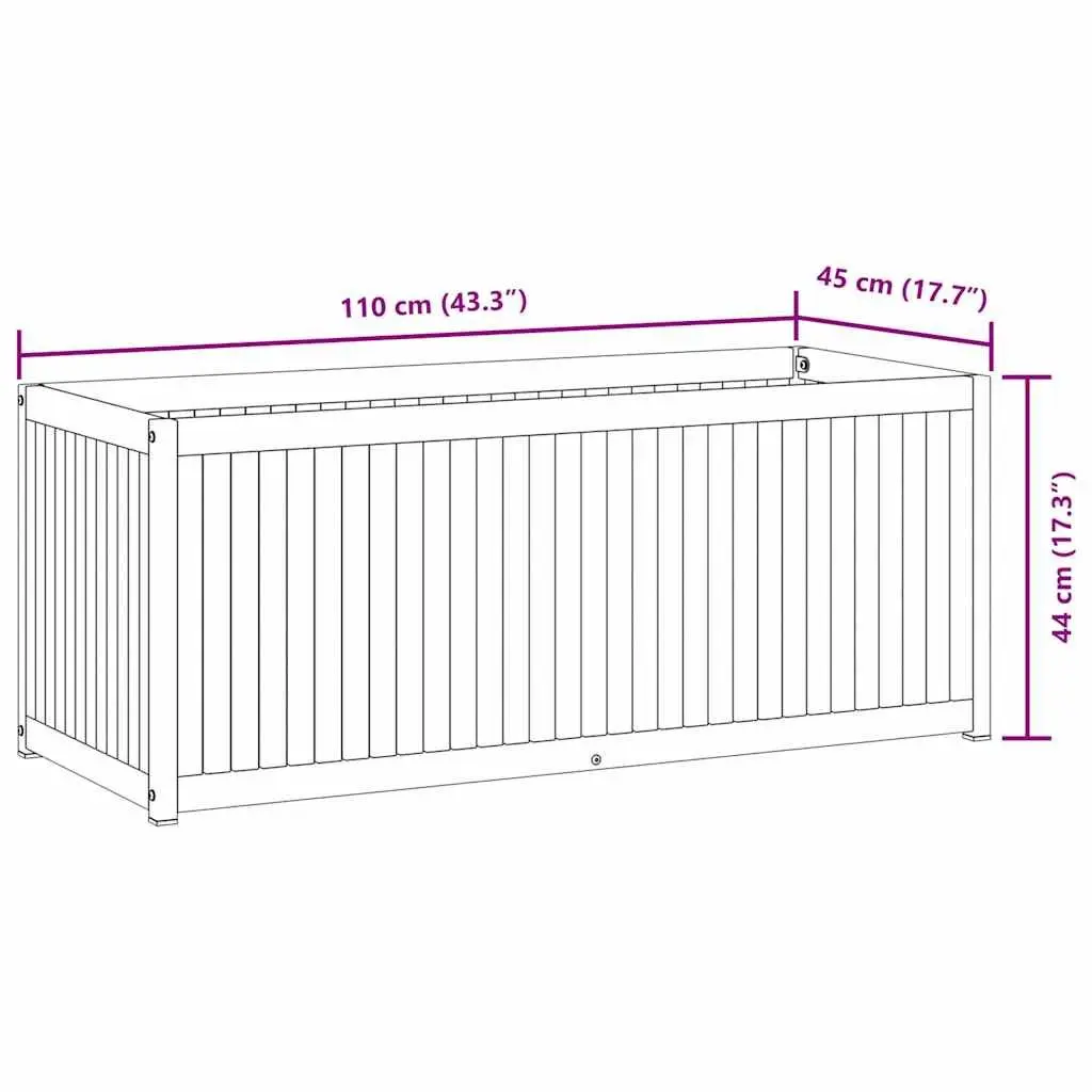 Garden Planter Box Wooden Acacia Steel Frame 110x45x44cm