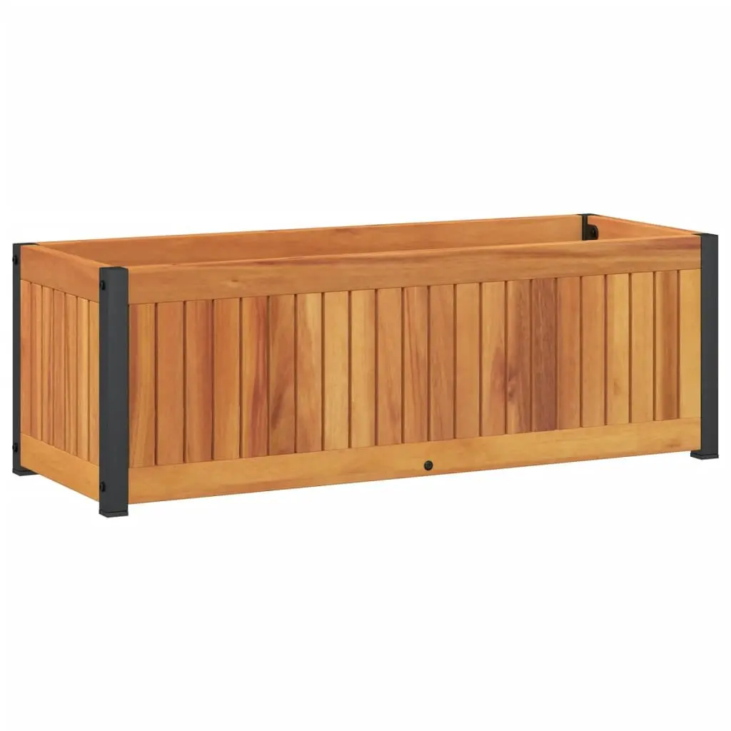 Garden Planter Box Solid Acacia Wood and Powder-Coated Steel Frame 80x30x27.5 cm