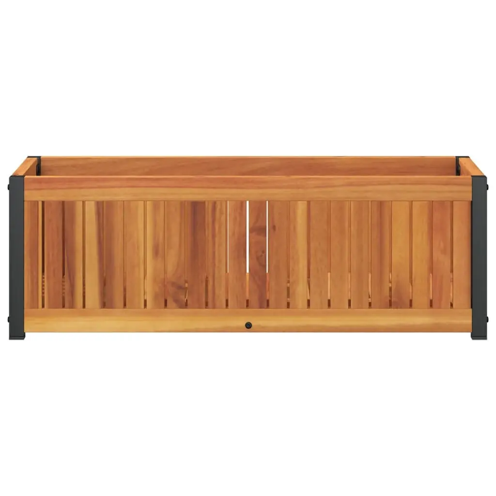 Garden Planter Box Solid Acacia Wood and Powder-Coated Steel Frame 80x30x27.5 cm