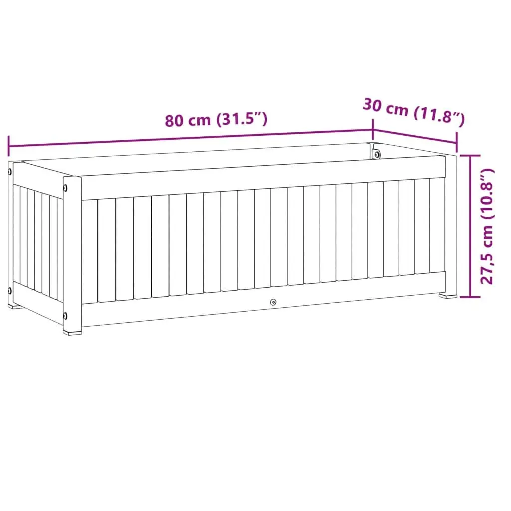 Garden Planter Box Solid Acacia Wood and Powder-Coated Steel Frame 80x30x27.5 cm