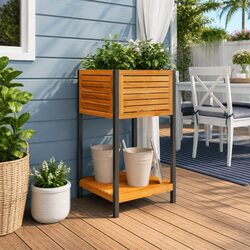 Friendly Wooden Garden Planter with Storage Shelf
