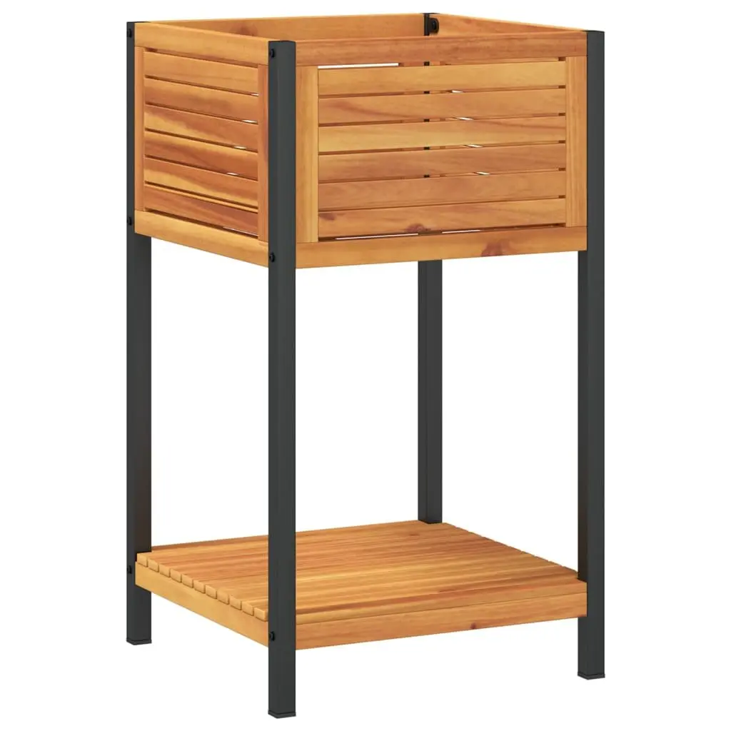 Garden Planter Wooden with Shelf 45 x 45 x 80 cm