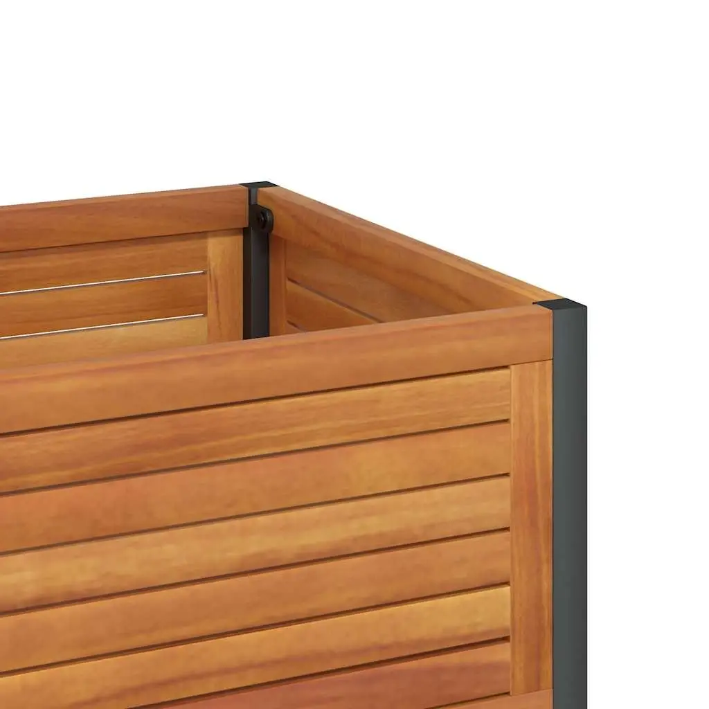Wooden Garden Planter with Integrated Shelf 80x45x80 cm Acacia and Steel Frame Brown