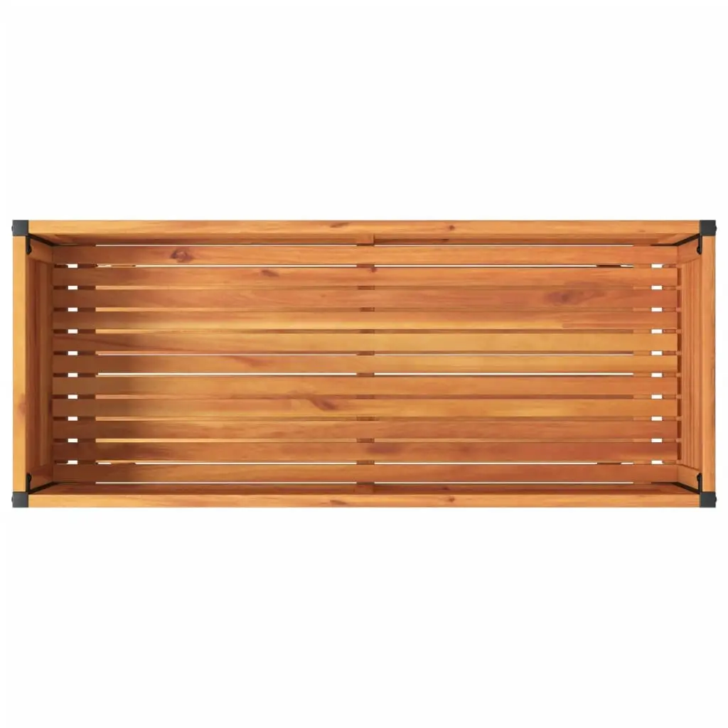 Garden Planter with Shelf 110x45x80 cm Wooden Acacia Steel Frame Patio Deck
