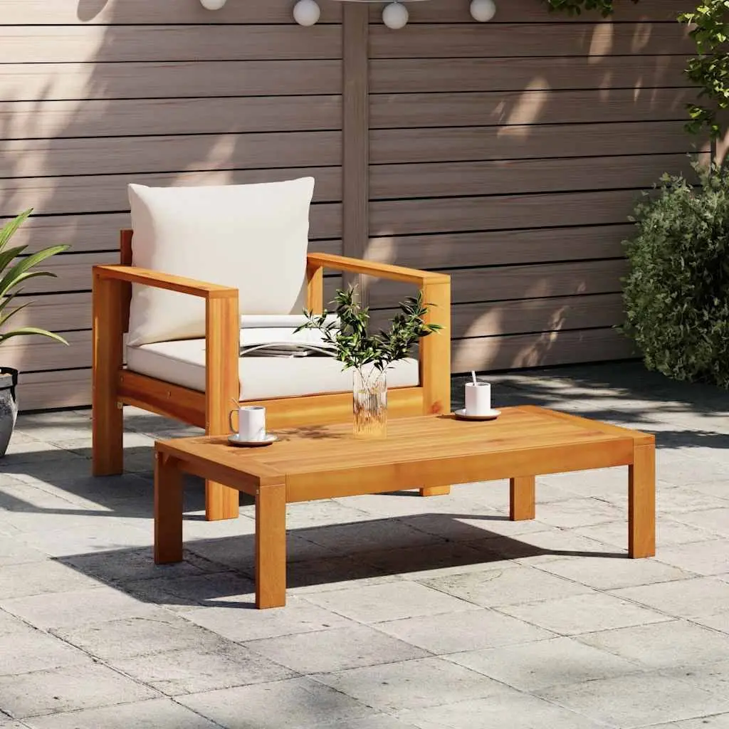 Acacia Wood Outdoor Chair with Brown Cushions for Patio Relaxation