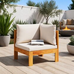 Outdoor Corner Sofa Sectional with Cushions Modular Garden Seating Brown