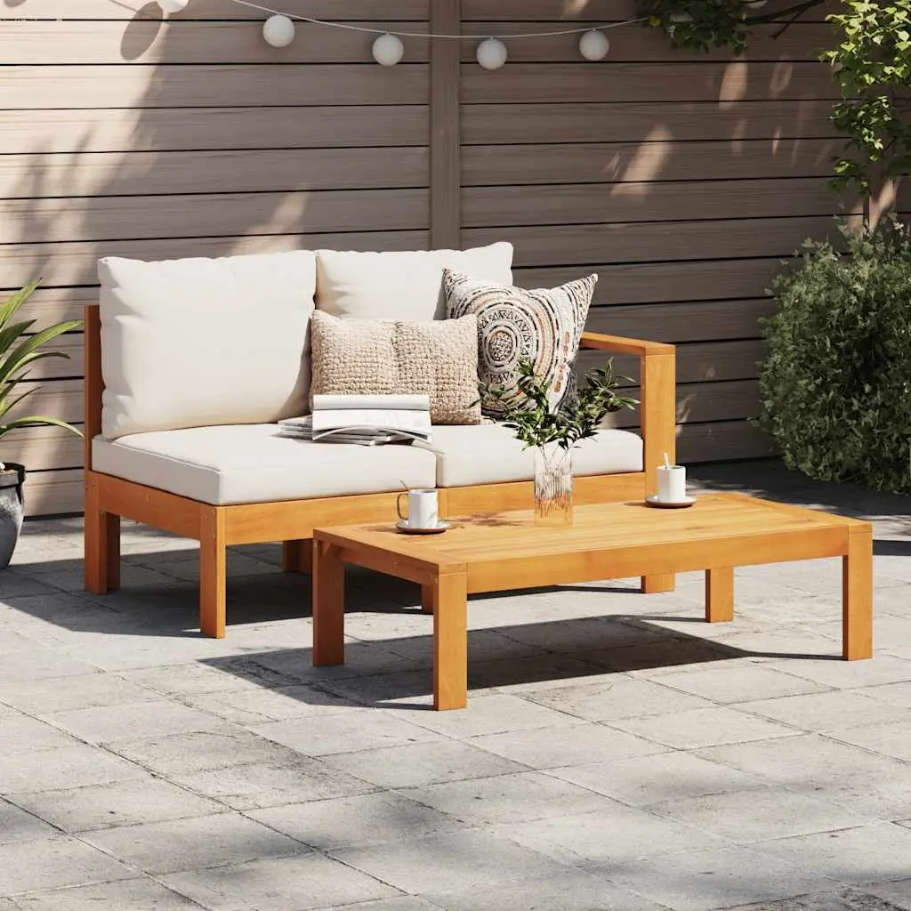2-Seater Garden Sofa with Armrest Outdoor Sectional Solid Wood Brown