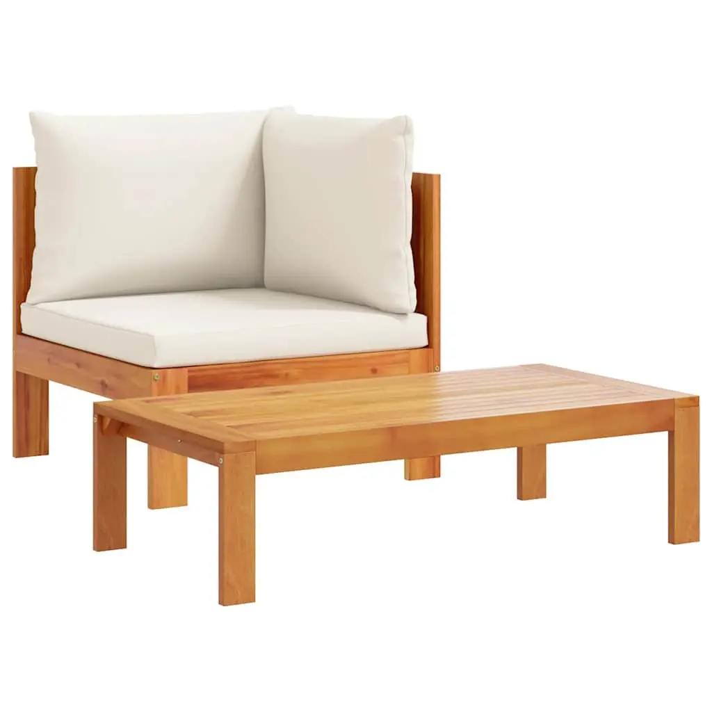 Outdoor Sectional Sofa Set 2 Piece Garden Furniture Brown Wooden Patio Seating