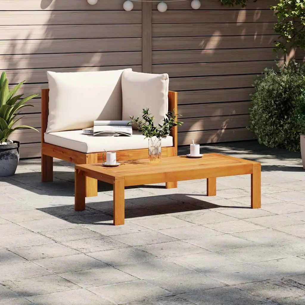Outdoor Sectional Sofa Set 2 Piece Garden Furniture Brown Wooden Patio Seating