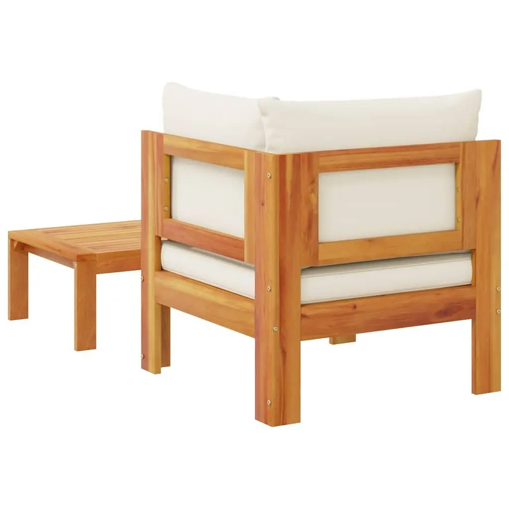 Outdoor Sectional Sofa Set 2 Piece Garden Furniture Brown Wooden Patio Seating