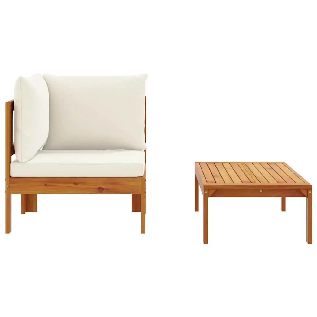 Outdoor Sectional Sofa Set 2 Piece Garden Furniture Brown Wooden Patio Seating