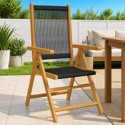 Outdoor Garden Chairs 2 Pieces Black Foldable Reclining Seat Patio Furniture