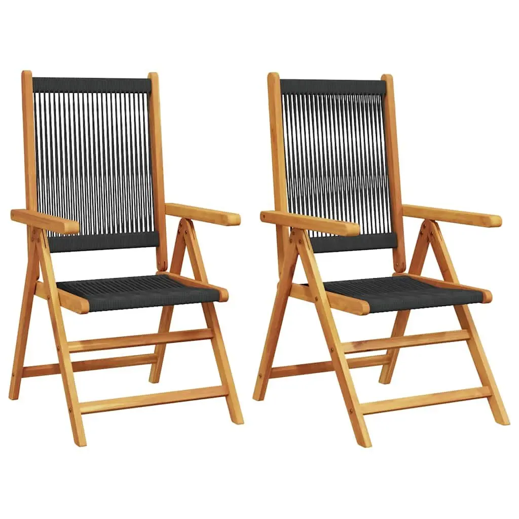 Outdoor Garden Chairs Foldable Reclining Black 2 Pieces