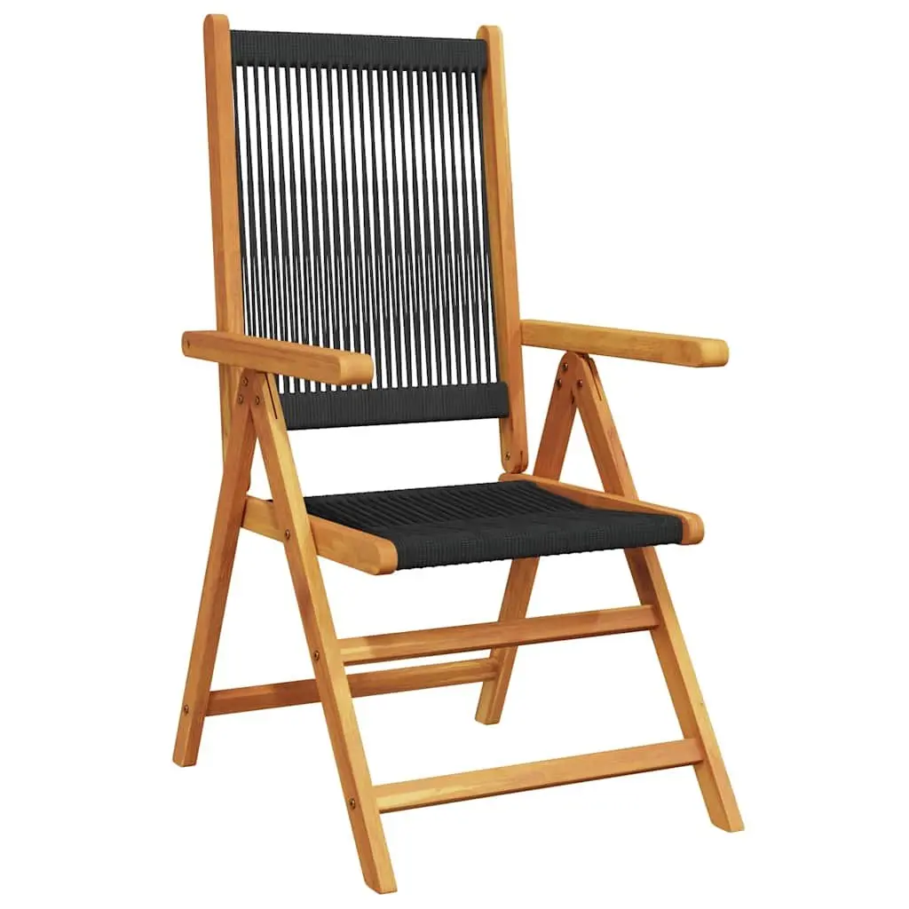 Outdoor Garden Chairs Foldable Reclining Black 2 Pieces