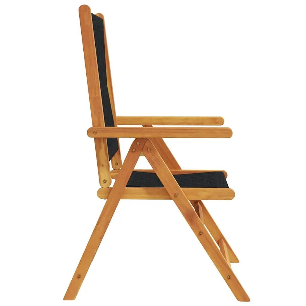 Outdoor Garden Chairs Foldable Reclining Black 2 Pieces