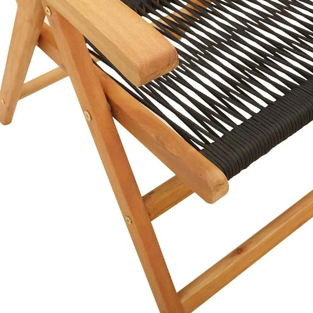 Outdoor Garden Chairs Foldable Reclining Black 2 Pieces