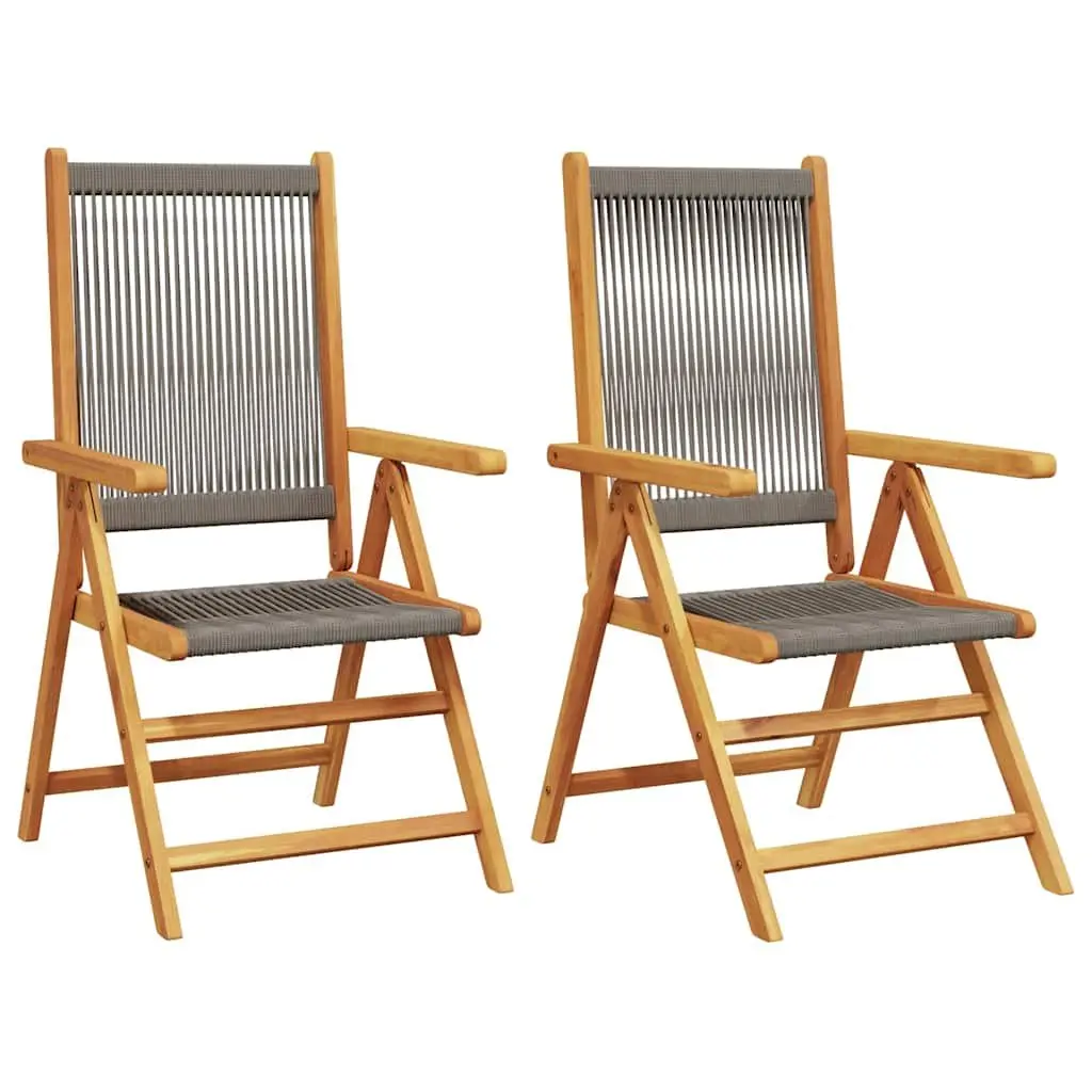 Garden Chairs 2 pcs Grey Outdoor Seating Foldable Reclining Relax Patio