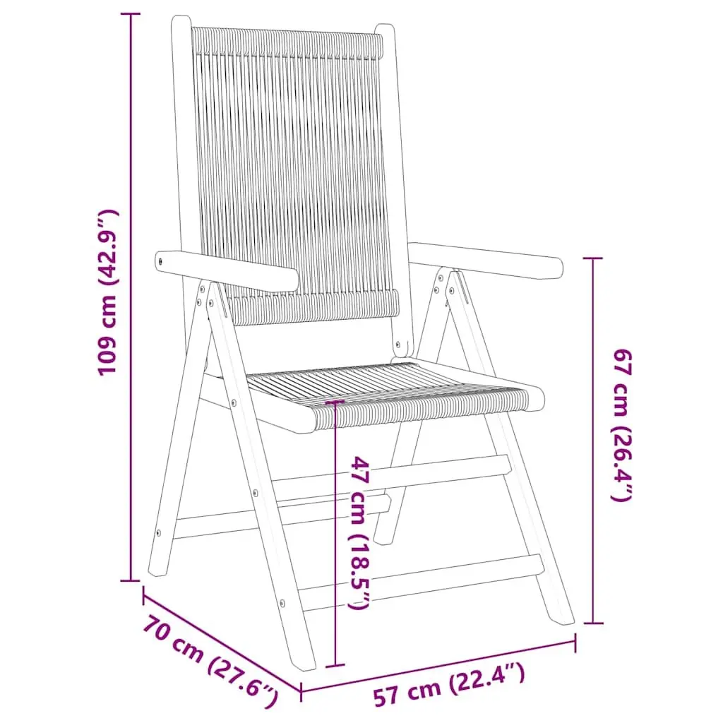 Garden Chairs 2 pcs Grey Outdoor Seating Foldable Reclining Relax Patio
