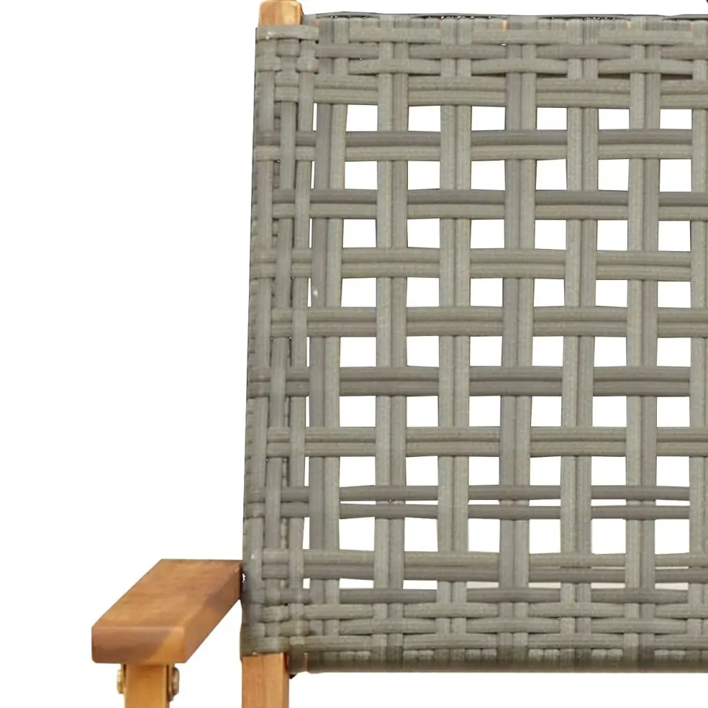 Outdoor Garden Chairs 2 pcs Foldable Grey Acacia Wood Poly Rattan Patio Seating