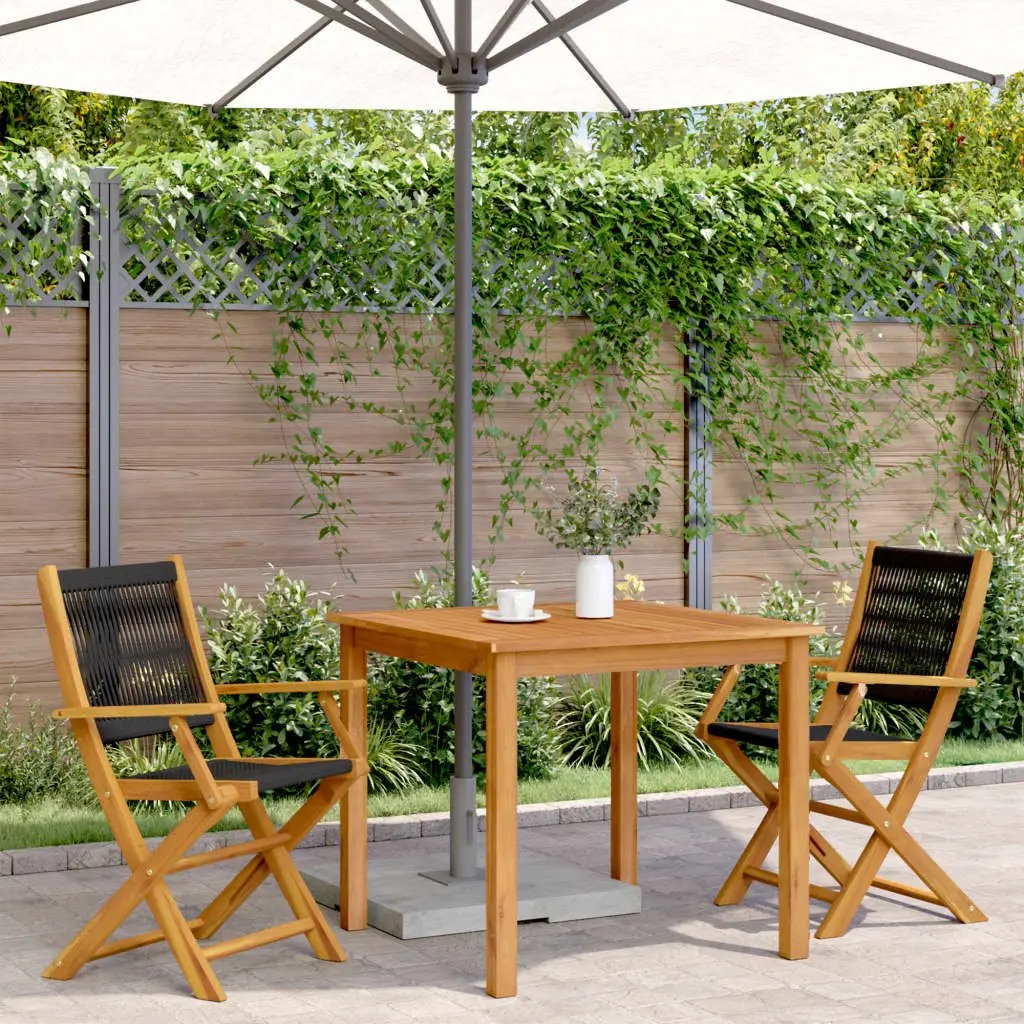 Outdoor Garden Chairs Set of 2 Black Folding Wooden Seating Patio Furniture
