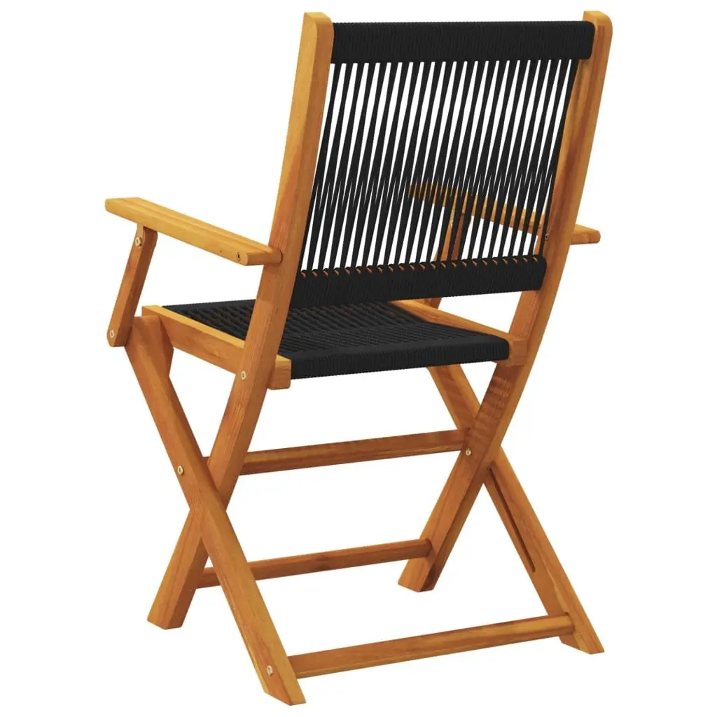 Outdoor Garden Chairs Set of 2 Black Folding Wooden Seating Patio Furniture