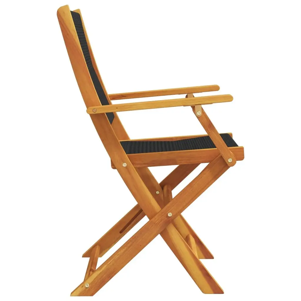 Outdoor Garden Chairs Set of 2 Black Folding Wooden Seating Patio Furniture