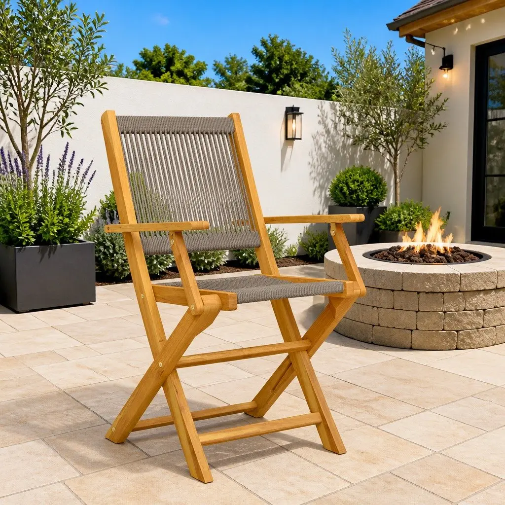 Folding Garden Chairs Grey 2 Piece Solid Acacia Wood Outdoor Seating
