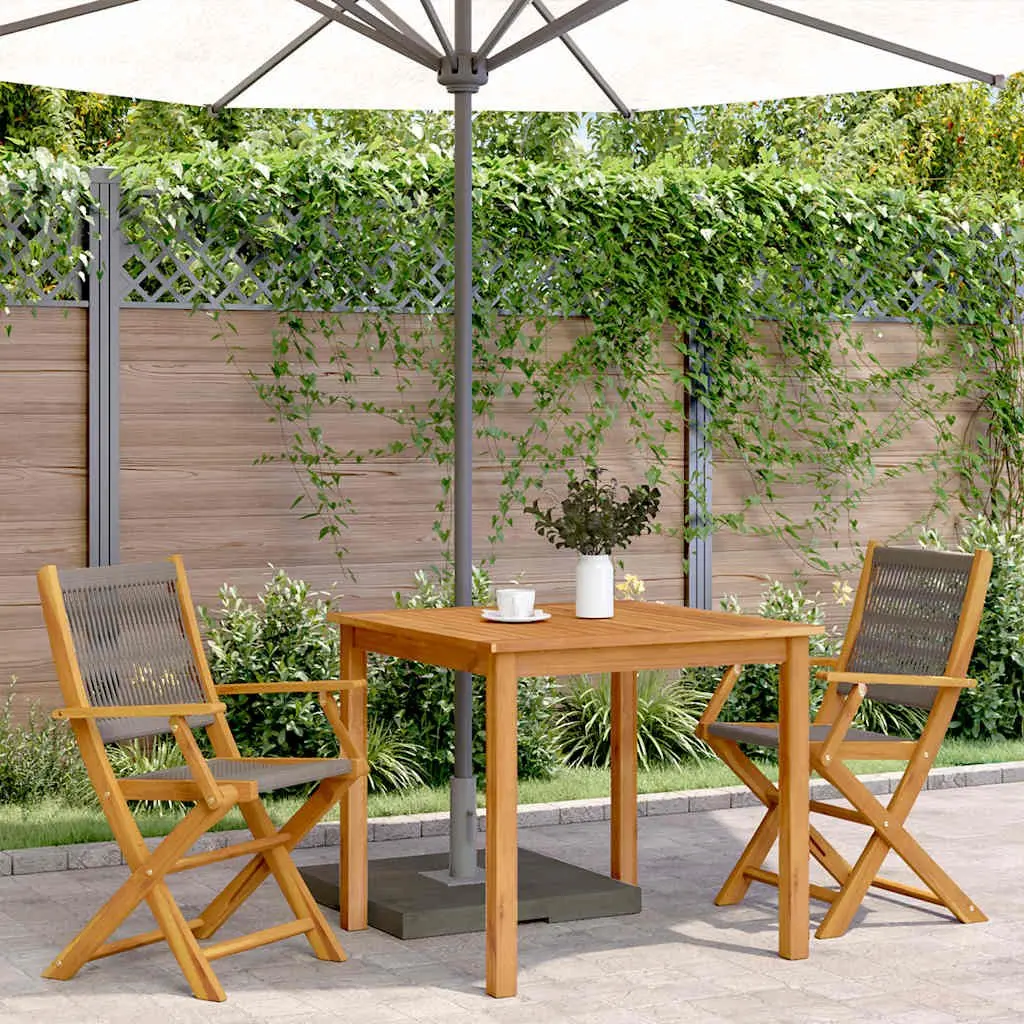 Folding Garden Chairs Grey 2 Piece Solid Acacia Wood Outdoor Seating