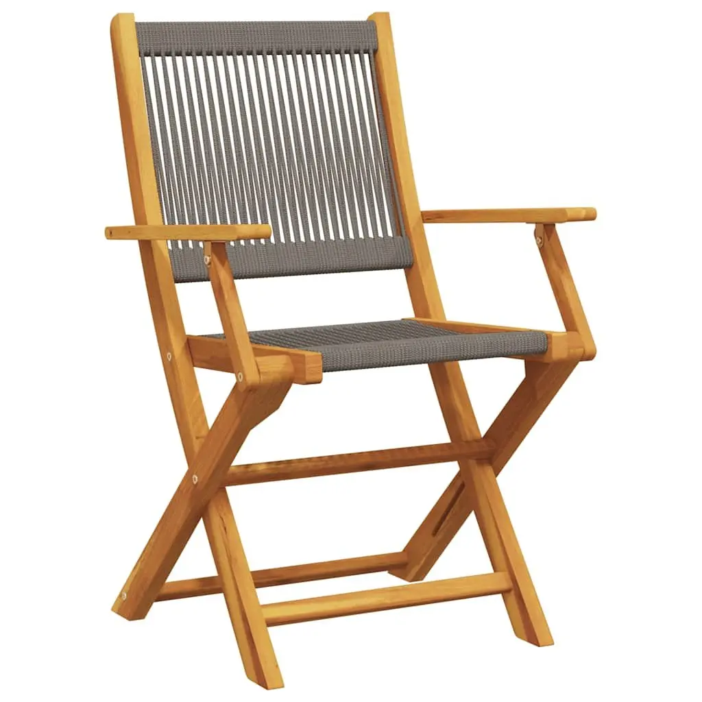 Folding Garden Chairs Grey 2 Piece Solid Acacia Wood Outdoor Seating