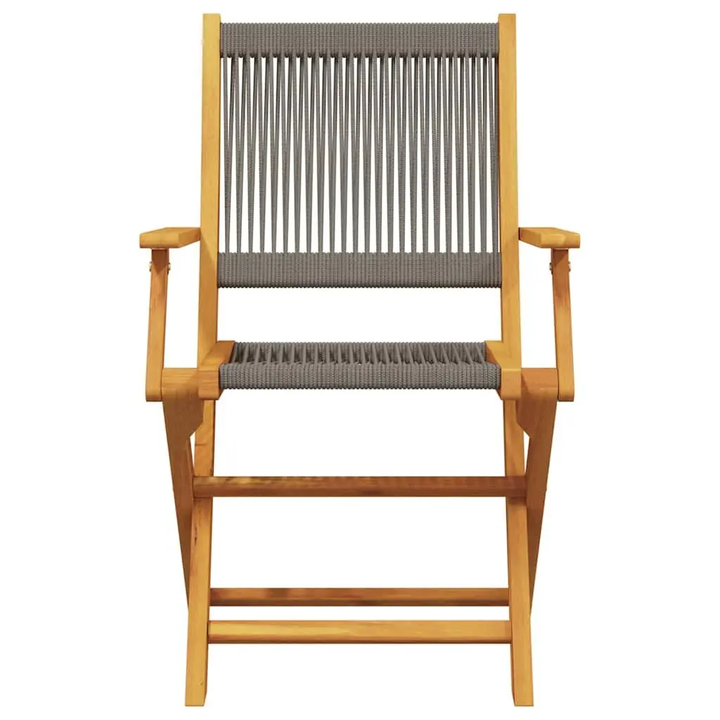 Folding Garden Chairs Grey 2 Piece Solid Acacia Wood Outdoor Seating
