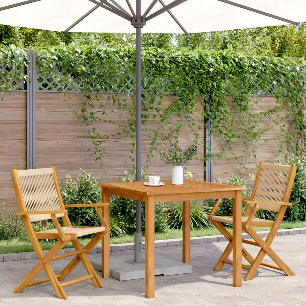 Garden Chairs 2 Pcs Beige Outdoor Seating Acacia Wood Folding Portable Design