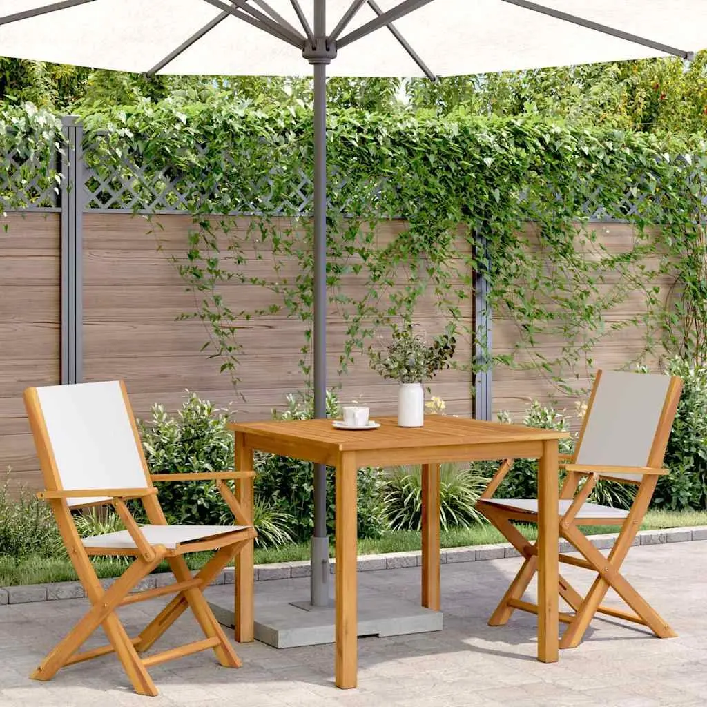 Folding Outdoor Garden Chairs White Wooden 2 Piece Set