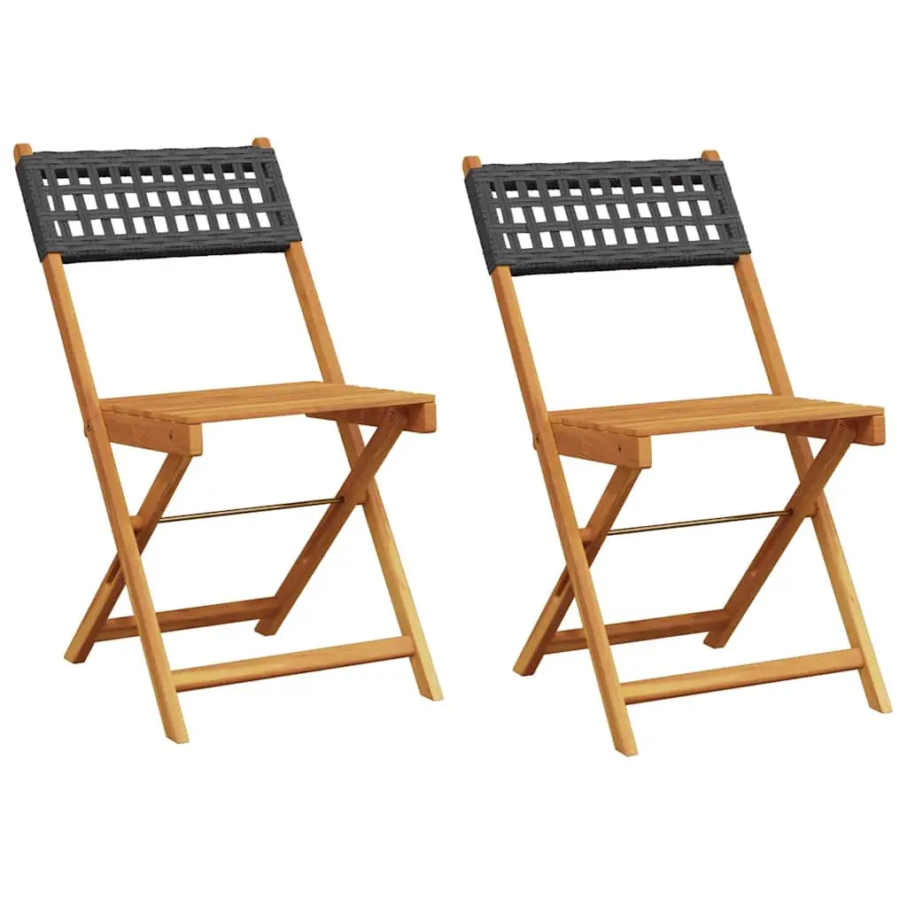 Bistro Chairs Set 2 pcs Black Outdoor Seating Foldable Garden Patio Furniture