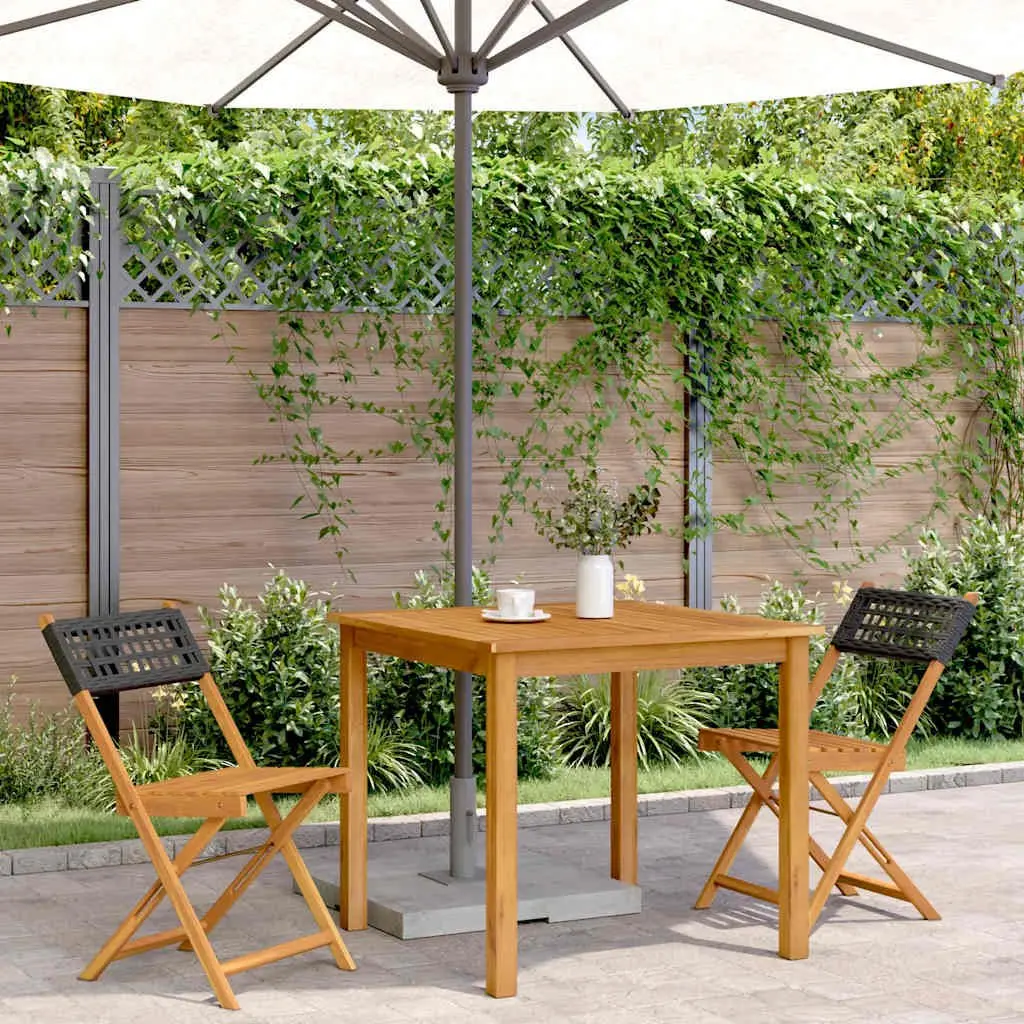 Bistro Chairs Set 2 pcs Black Outdoor Seating Foldable Garden Patio Furniture