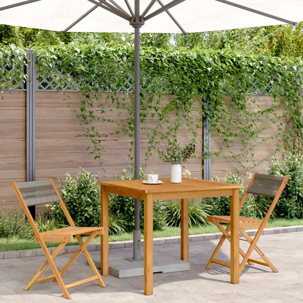 Bistro Chairs 2 pcs Grey Outdoor Seating Folding Rope Backrest Garden Patio