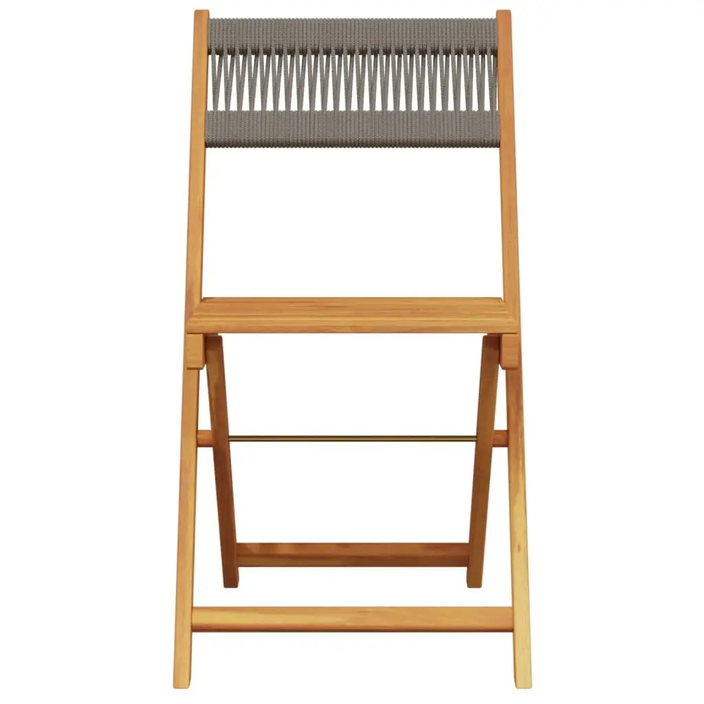 Bistro Chairs 2 pcs Grey Outdoor Seating Folding Rope Backrest Garden Patio