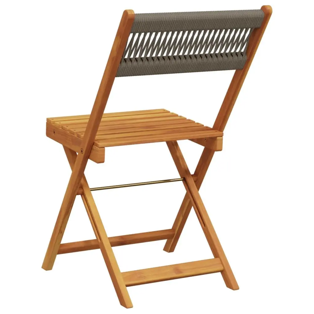 Bistro Chairs 2 pcs Grey Outdoor Seating Folding Rope Backrest Garden Patio