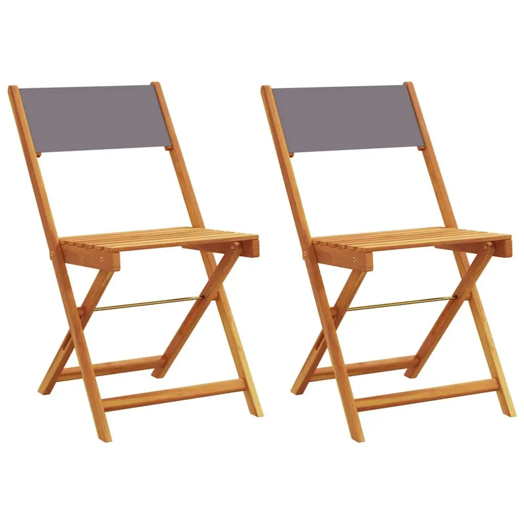 Outdoor Bistro Chairs Folding Set of 2 Anthracite Acacia Wood Patio Garden