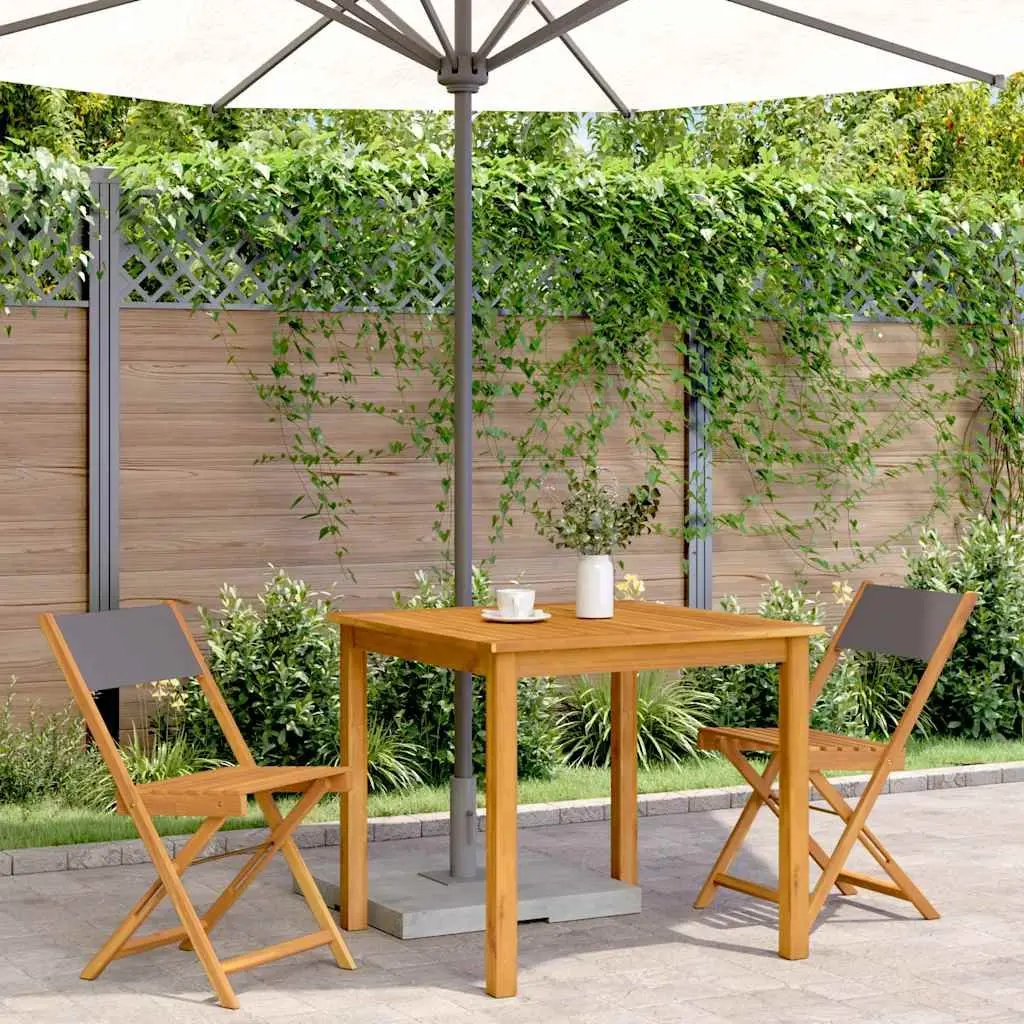Outdoor Bistro Chairs Folding Set of 2 Anthracite Acacia Wood Patio Garden
