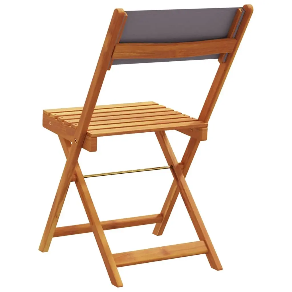 Outdoor Bistro Chairs Folding Set of 2 Anthracite Acacia Wood Patio Garden