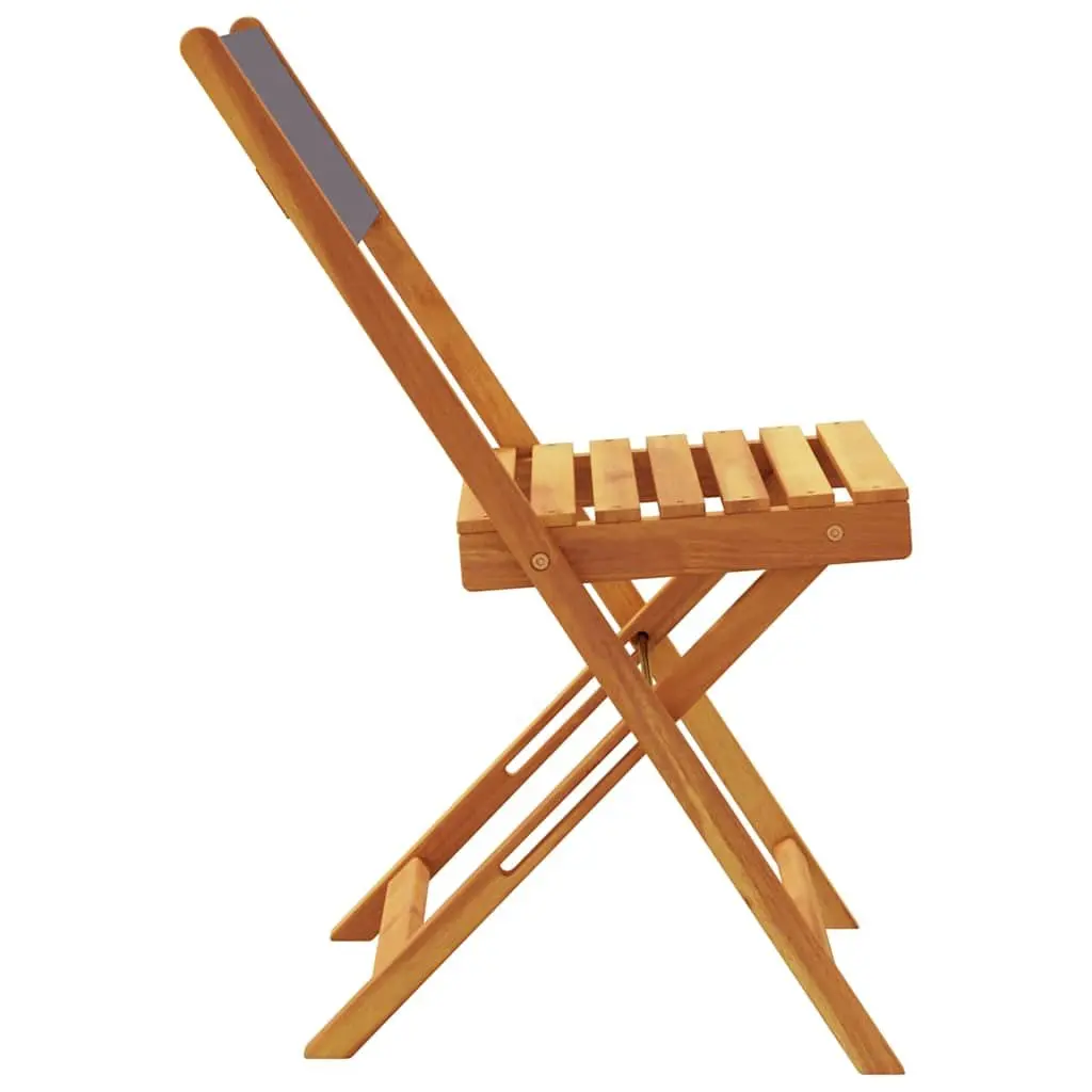 Outdoor Bistro Chairs Folding Set of 2 Anthracite Acacia Wood Patio Garden
