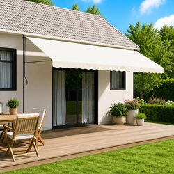 Replacement Awning Valance Fabric Cream Stripe 5m Water UV Resistant Garden