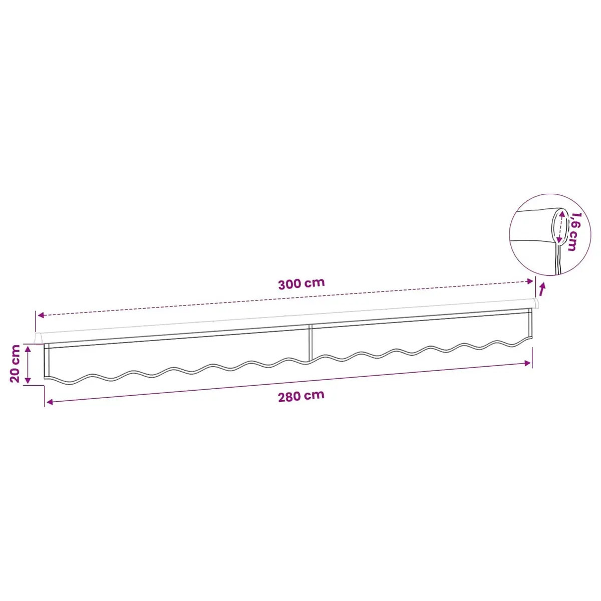 Replacement Awning Valance Fabric Water and UV Resistant Anthracite Stripe 3m