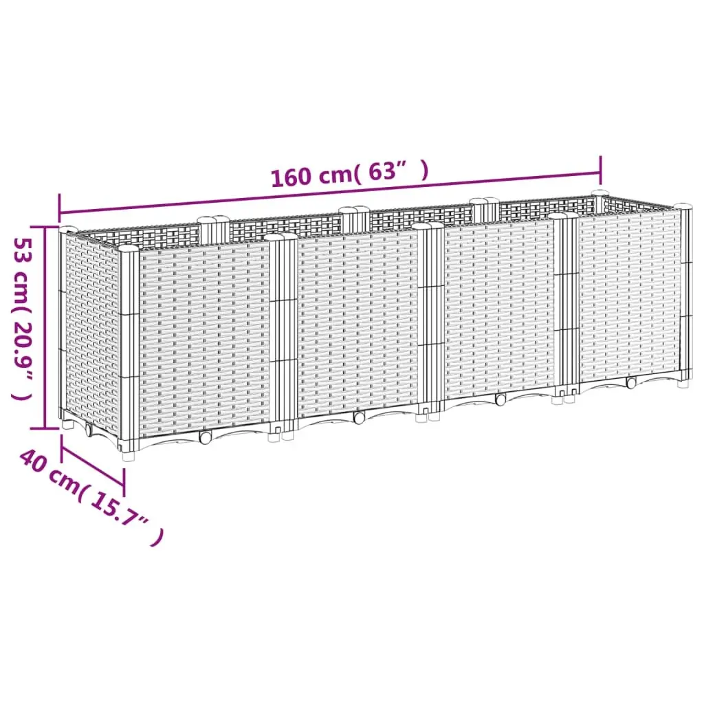 Garden Planter Black 160x40x53 cm Modular Flower Box Outdoor Patio Climbing